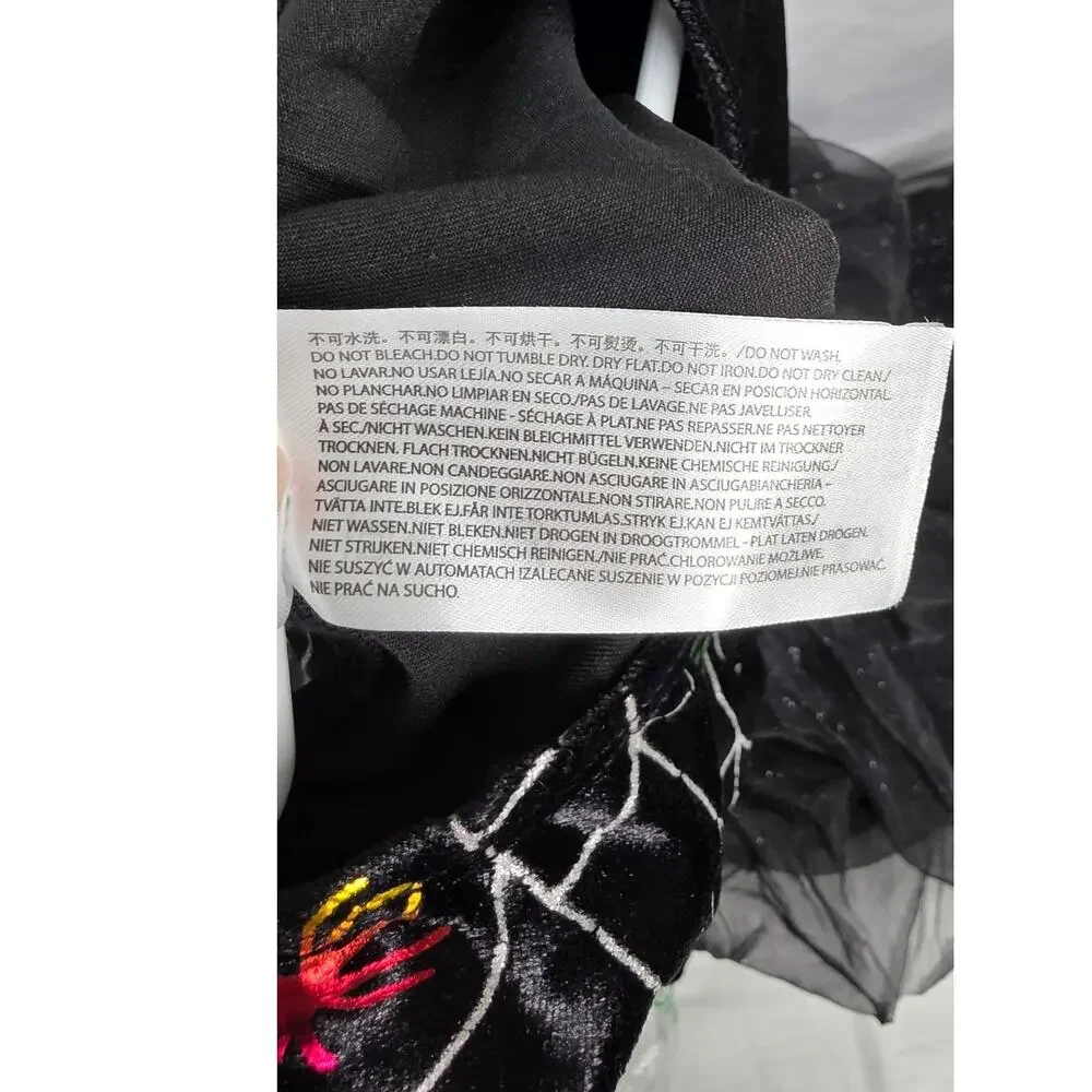 Halloween Black Spider Web Witch Costume Dress  Kids Toddlers Size 4-6 Spooky